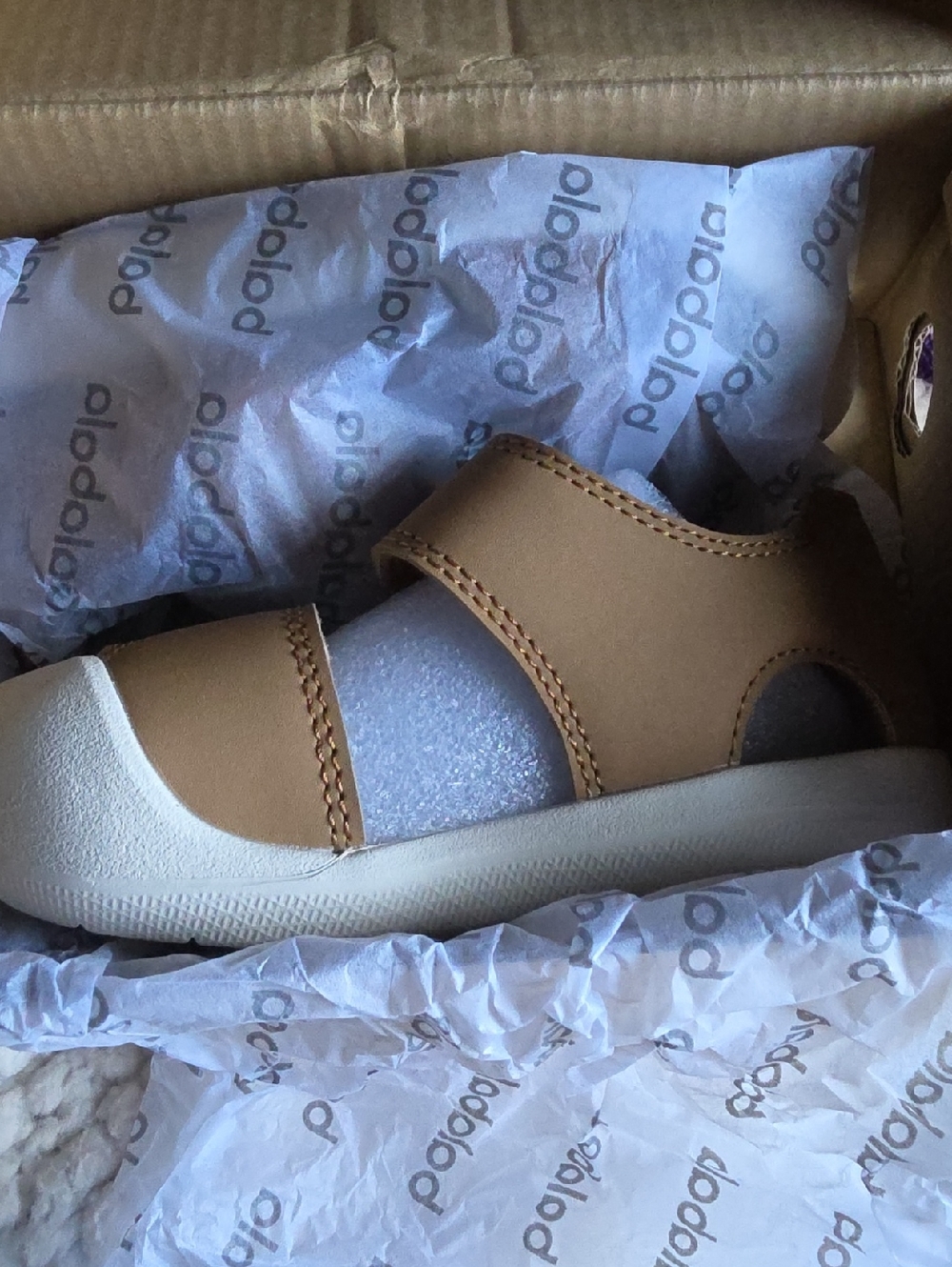 adidas Tan and White Toddler Closed-Toe Walker Sandal